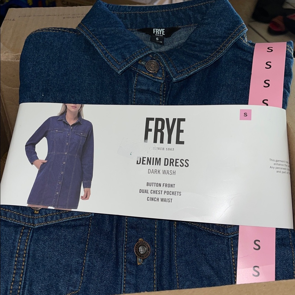 Frye Denim Mini Dress in Dark Wash Blue - Picture 6 of 8